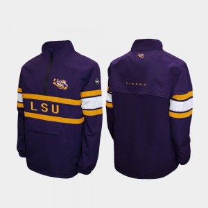 Quarter-Zip Alpha Windshell Pullover For Men's College Jacket Purple Tigers