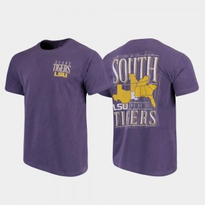 Comfort Colors For Men's College T-Shirt Tigers Purple Welcome to the South