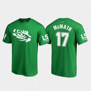Tigers White Logo Football Kelly Green St. Patrick's Day For Men's Racey McMath College T-Shirt #17