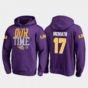 Counter Racey McMath College Hoodie Purple For Men's LSU #17 2019 Fiesta Bowl Bound