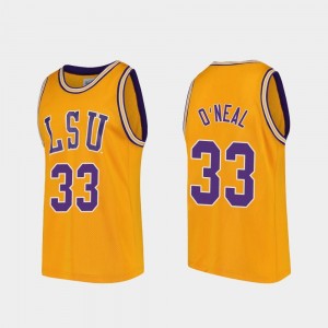 LSU #33 For Men's Basketball Gold Shaquille O'Neal College Jersey Replica