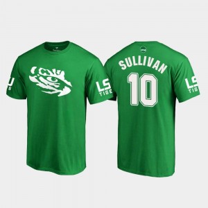 Louisiana State Tigers Stephen Sullivan College T-Shirt White Logo Football Kelly Green For Men's St. Patrick's Day #10