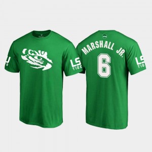 #6 Tigers Kelly Green For Men St. Patrick's Day White Logo Football Terrace Marshall Jr. College T-Shirt