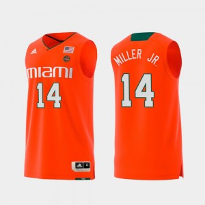 #14 Swingman Basketball For Men's Rodney Miller Jr. College Jersey Miami Hurricane Orange Replica
