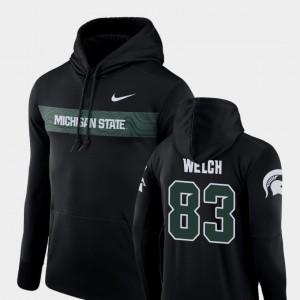 #83 Michigan State Spartans Black For Men's Sideline Seismic Football Performance Andre Welch College Hoodie