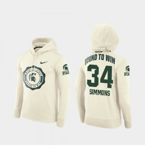 #34 Rival Therma Cream Antjuan Simmons College Hoodie For Men's MSU Football Pullover
