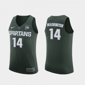 2019 Final-Four Green Replica #14 Brock Washington College Jersey For Men's Michigan State Spartans