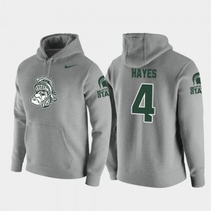 C.J. Hayes College Hoodie For Men's Heathered Gray Pullover Spartans #4 Vault Logo Club