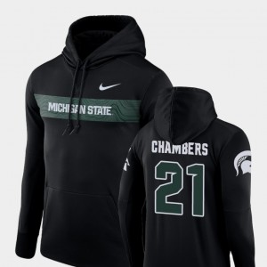 Football Performance For Men #21 Sideline Seismic Cam Chambers College Hoodie Black Michigan State Spartans