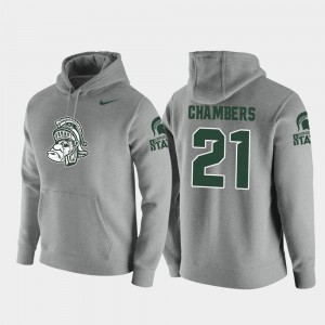 Vault Logo Club Michigan State Spartans Heathered Gray #21 Pullover Cam Chambers College Hoodie For Men's