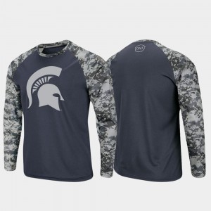 For Men's OHT Military Appreciation Charcoal Camo Raglan Long Sleeve Digi Camo College T-Shirt MSU