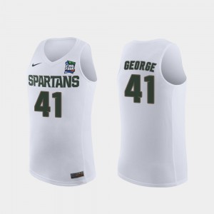 Mens #41 Replica 2019 Final-Four Spartans White Conner George College Jersey