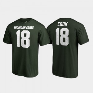 Green Name & Number Michigan State University Connor Cook College T-Shirt Mens Legends #18