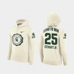 Cream Darrell Stewart Jr. College Hoodie #25 For Men Rival Therma Football Pullover Michigan State University