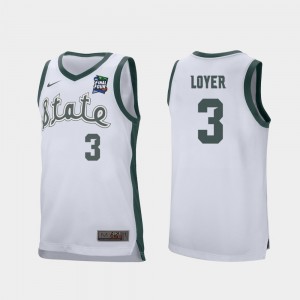Foster Loyer College Jersey White Retro Performance 2019 Final-Four #3 For Men's Michigan State Spartans