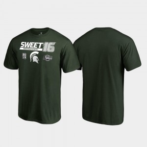 Green Sweet 16 Backdoor Michigan State University March Madness 2019 NCAA Basketball Tournament College T-Shirt For Men's