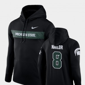 Black Jalen Nailor College Hoodie Sideline Seismic #8 Michigan State Spartans Football Performance For Men's