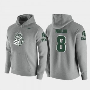 Michigan State Spartans Pullover Vault Logo Club Heathered Gray Jalen Nailor College Hoodie Mens #8