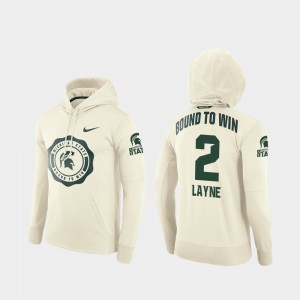 Rival Therma For Men Justin Layne College Hoodie Football Pullover #2 Cream Michigan State Spartans