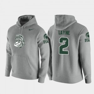 For Men's Justin Layne College Hoodie Pullover Michigan State Spartans Vault Logo Club #2 Heathered Gray