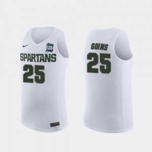 #25 Kenny Goins College Jersey White Spartans Mens Replica 2019 Final-Four