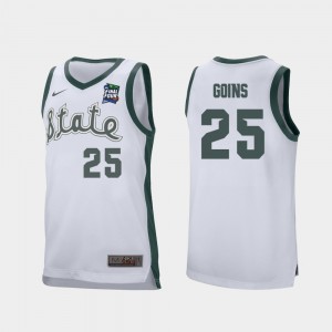 Mens White Kenny Goins College Jersey 2019 Final-Four #25 MSU Retro Performance