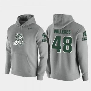 Vault Logo Club For Men Pullover Kenny Willekes College Hoodie #48 Michigan State Heathered Gray
