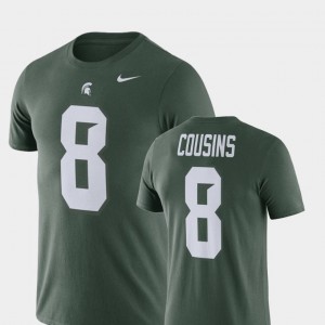 MSU #8 Kirk Cousins College T-Shirt Football Performance For Men's Green