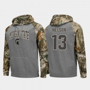 Football Raglan Laress Nelson College Hoodie Spartans Charcoal #13 Realtree Camo Men's