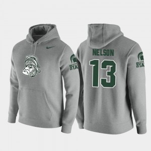 Heathered Gray #13 Vault Logo Club Laress Nelson College Hoodie Pullover For Men Michigan State University