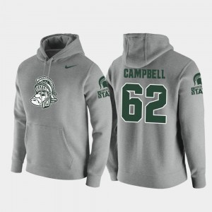 Pullover Heathered Gray Luke Campbell College Hoodie Vault Logo Club Men #62 Michigan State Spartans