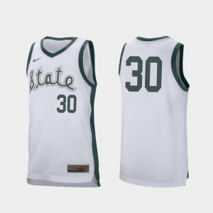 #30 Retro Performance White Michigan State Spartans Marcus Bingham Jr. College Jersey Basketball For Men