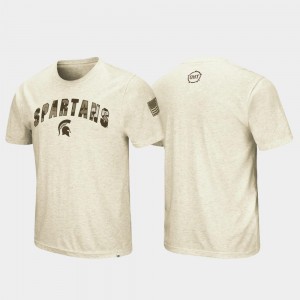 Men's Michigan State Spartans College T-Shirt Desert Camo OHT Military Appreciation Oatmeal