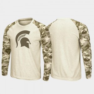 Oatmeal OHT Military Appreciation College T-Shirt Raglan Long Sleeve Desert Camo For Men's MSU