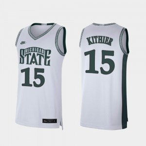 Michigan State Spartans #15 Mens Basketball White Thomas Kithier College Jersey Retro Limited