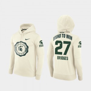 Weston Bridges College Hoodie Michigan State Spartans #27 Football Pullover Rival Therma For Men's Cream