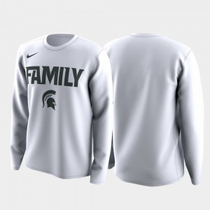 Family on Court March Madness Legend Basketball Long Sleeve College T-Shirt White MSU For Men's