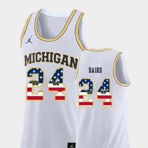 Basketball Michigan White C.J. Baird College Jersey USA Flag #24 Mens