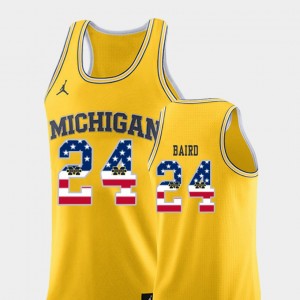 Yellow USA Flag University of Michigan Men C.J. Baird College Jersey #24 Basketball