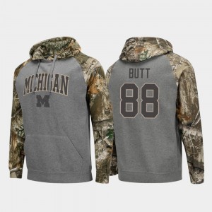 Realtree Camo Raglan Football Michigan Wolverines #88 For Men's Jake Butt College Hoodie Charcoal