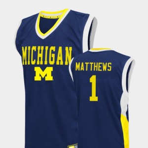 Blue Basketball Michigan #1 Men Fadeaway Charles Matthews College Jersey