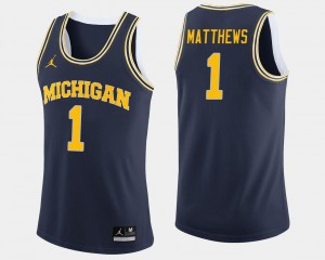 Navy For Men Charles Matthews College Jersey Michigan #1 Basketball