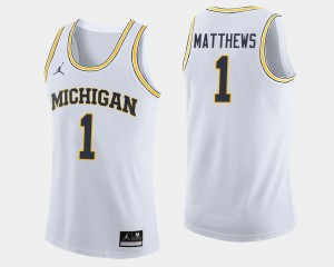 Charles Matthews College Jersey For Men Basketball White University of Michigan #1