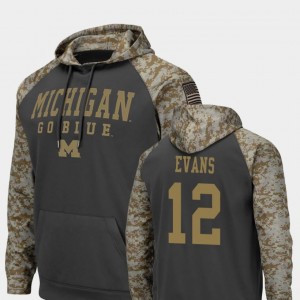 Wolverines Charcoal Men United We Stand Colosseum Football Chris Evans College Hoodie #12