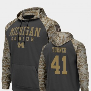 Colosseum Football Men's #41 University of Michigan Christian Turner College Hoodie United We Stand Charcoal