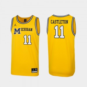 Replica Wolverines Men's 1989 Throwback Basketball Maize #11 Colin Castleton College Jersey