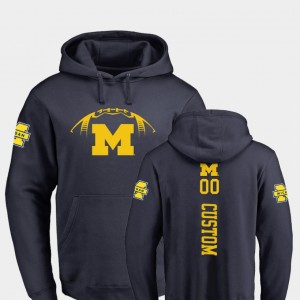 College Customized Hoodie #00 Michigan Wolverines Men Backer Football Navy
