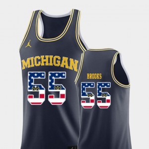 Basketball Eli Brooks College Jersey Wolverines Navy #55 USA Flag Men