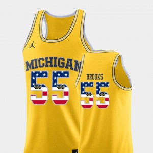 University of Michigan For Men Eli Brooks College Jersey Yellow USA Flag Basketball #55