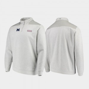 For Men's Shep Shirt Quarter-Zip College Jacket Heathered Gray Michigan